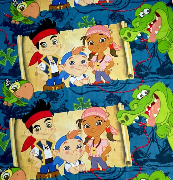 Disney S Jake The Neverland Pirates Blue Polycotton Etsy