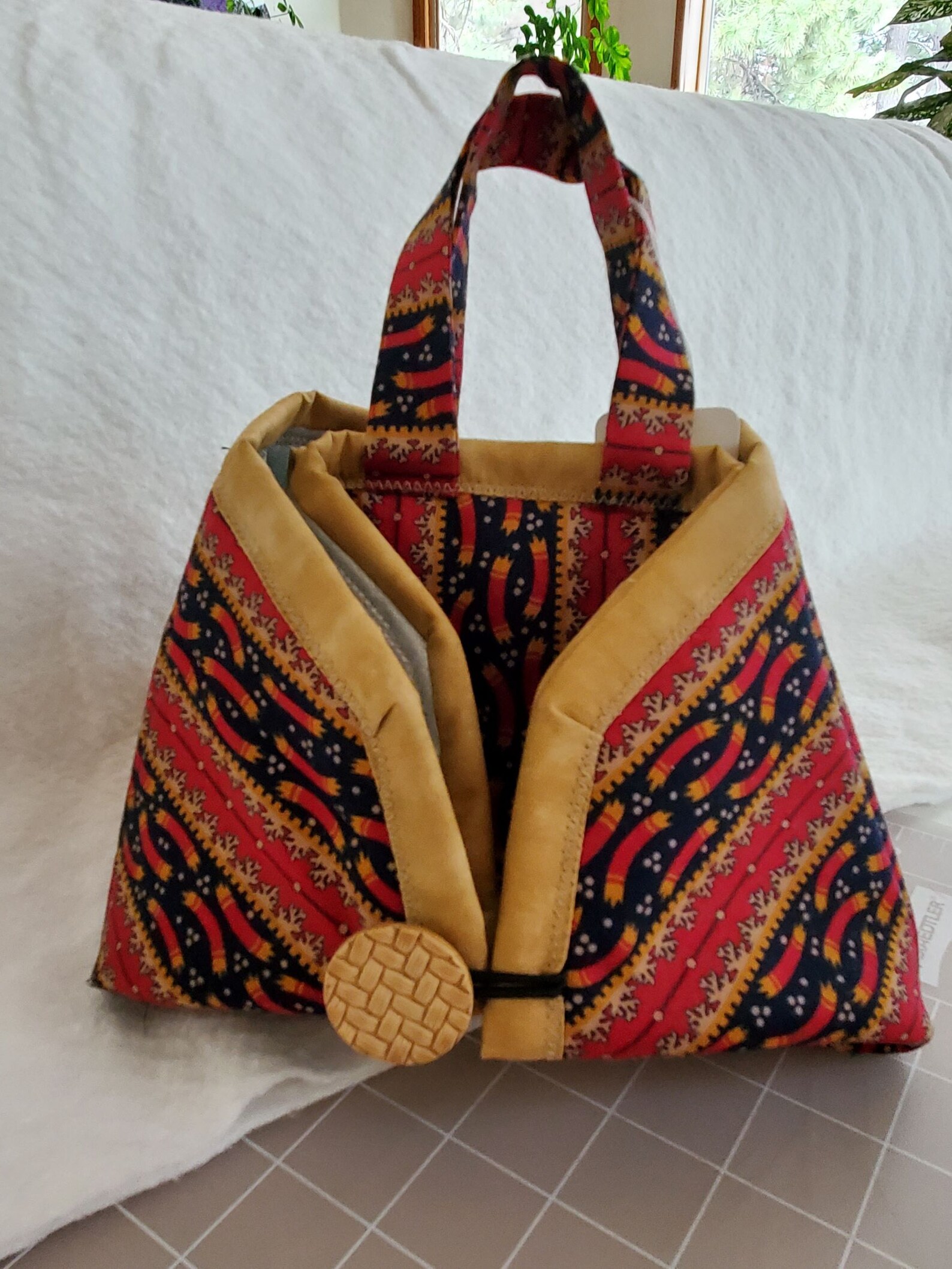 Red and Gold Mini Iron Totebag Opens to Reveal Ironing Surface PERFECT ...