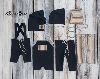 Newborn Overalls, Romper, Hats, Pants, Newborn Outfit, Newborn Photography Prop Boy, Pictures, Photographer Photo Collection.