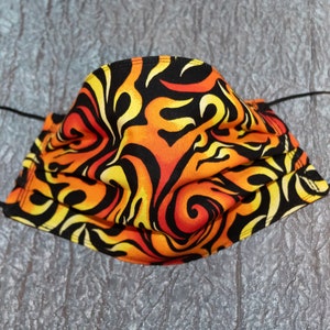 Venta de liquidación, ¡LISTO PARA ENVIAR! Máscara facial de llamas de fuego naranja, triple capa, lavable, reversible, costuras reforzadas, camuflaje, tamaño adulto