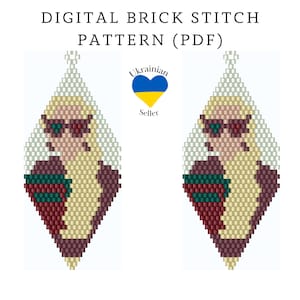 Wizard bead earrings pattern pdf|Magic brick stitch seed bead digital pattern|movie bead earring|pattern download|Wizard girl peyote scheme