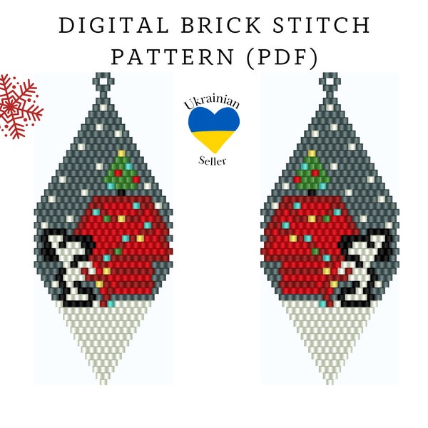 Christmas cartoon bead earrings pattern pdf|Xmas brick stitch seed bead digital pattern|movie bead earring|pdf pattern download|peyote schem