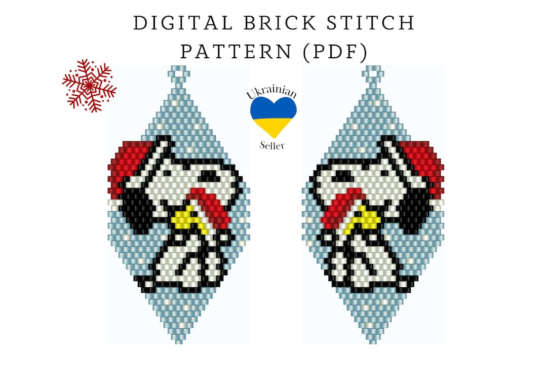 Christmas Cartoon Bead Earrings Pattern Pdf|xmas Brick Stitch Seed Bead ...