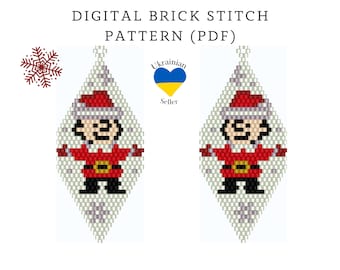 Christmas cartoon bead earrings pattern pdf|Xmas brick stitch seed bead digital pattern|movie bead earring|pdf pattern download|peyote schem