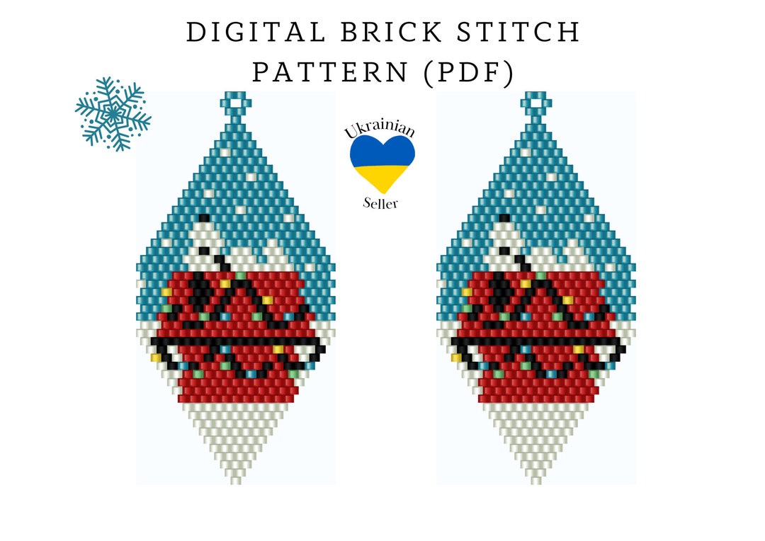 Christmas Cartoon Bead Earrings Pattern Pdf|xmas Brick Stitch Seed Bead ...