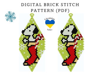 Christmas cartoon bead earrings pattern pdf|Xmas brick stitch seed bead digital pattern|movie bead earring|pdf pattern download|peyote schem