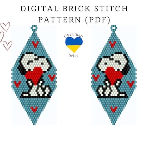 Valentine's Day cartoon bead earrings pattern|brick stitch seed bead digital pattern|movie bead earring|pdf pattern download|peyote schem