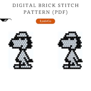 Cartoon cool dog bead earrings pattern| funny brick stitch seed bead digital pattern|movie bead earring|pet pdf pattern download|animal bead