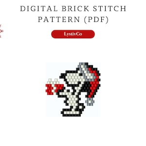 Christmas dog bead earrings pattern pdf |Xmas brick stitch seed bead digital pattern| cartoon bead earring|pdf pattern download|peyote schem