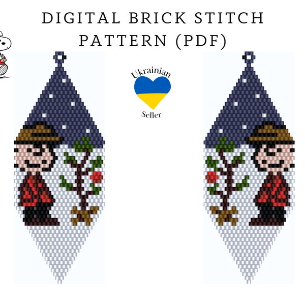 Christmas cartoon bead earrings pattern pdf|Xmas brick stitch seed bead digital pattern|movie bead earring|pdf pattern download|peyote schem