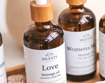 Aphrodisiac Love Massage Oils,  Luxury Sensual Gift, Organic Botanical Massage Oil, Relaxing Herbal Oils, 100% Natural