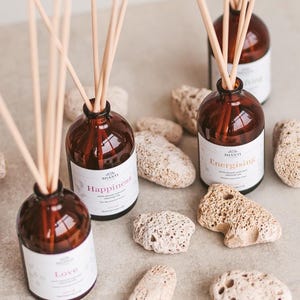 Difusor de aceites esenciales con varillas en botella de boticario, difusor de aromaterapia artesanal de larga duración para el hogar, botánico 100% natural, no tóxico.