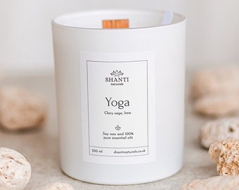 Yoga Soy Wax Candle Gift Scented with Essential Oils | Peace & Quiet Gift For Friend | Relaxing Calm Candle | Meditation Mindfulness Gifts