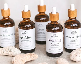 Organic Massage Oil Spa Luxury Gift For Her Aromatherapy Skincare Carrier Oils Scented with Essential Oil Wellness Birthday Gift For Her Him