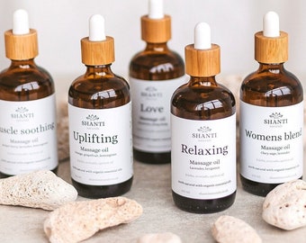 Organic Aromatherapy Massage Oil: Essential Oil Blends & Vitamin-Rich Carrier Oils, Botanical 100% Natural