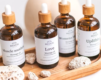 Bio-Massageöle | Luxuriöse Aromatherapie-Hautpflegeprodukte | Mit ätherischen Ölen parfümiert | Wellness-Spa-Geschenk | Geburtstagsgeschenk für sie ihn