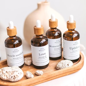 Organic Massage Oil Scented with Essential Oils & Vitamin Rich Carrier Oil Luxury Botanical Spa Birthday Gift Wellness Relaxing Gift for Her