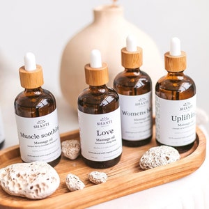 Organic Massage Oil Spa Luxury Gift For Her Holistic Wellbeing Birthday Gift Aromatherapy Skincare Carrier Oils Scented with Essential Oils