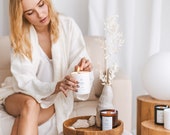 Energising soy wax candle, Orange, Peppermint, Rosemary, Wood wick candle, Handmade candle, Natural candle, Essential oil candle