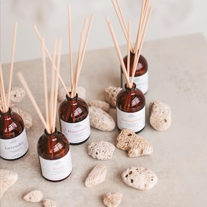 Difusor de varillas botánico perfumado con aceites esenciales puros. Regalo relajante para inauguración de la casa. Difusor de larga duración. Aromaterapia natural.