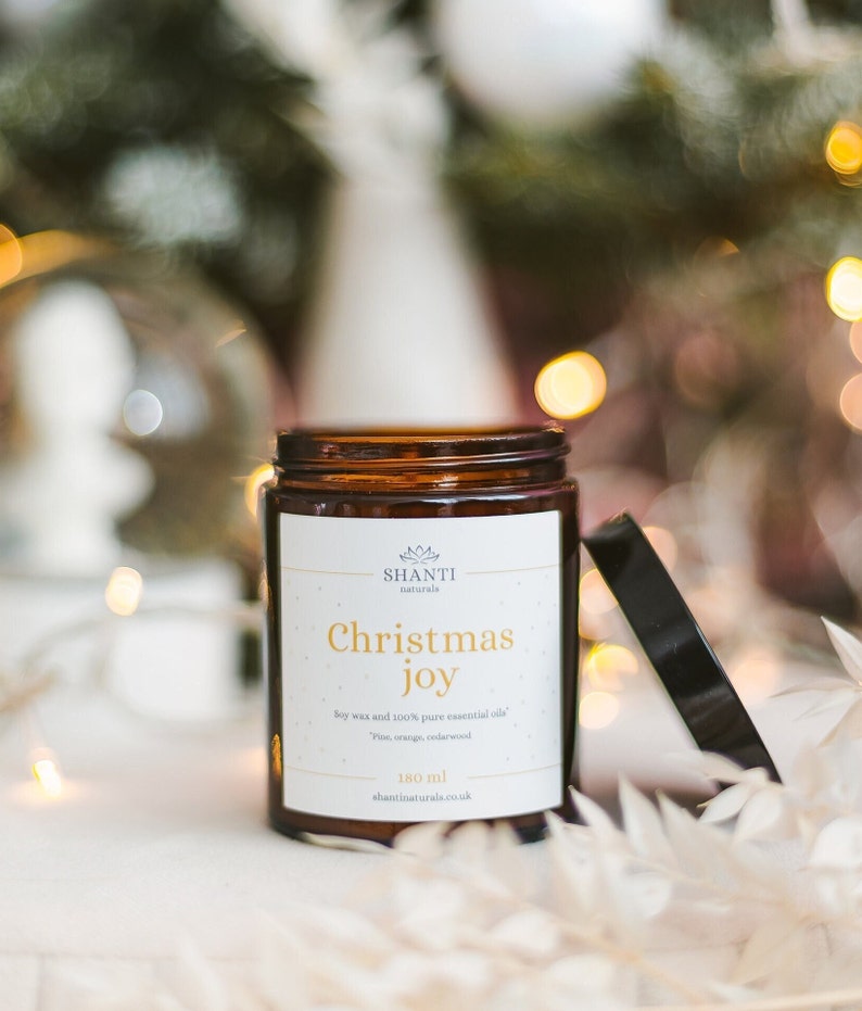 Christmas Candle Gift Botanical Soy wax candle Scented with Essential Oils Eco Friendly Candle Gift Nontoxic Home Fragrance Vegan Medium 180ml