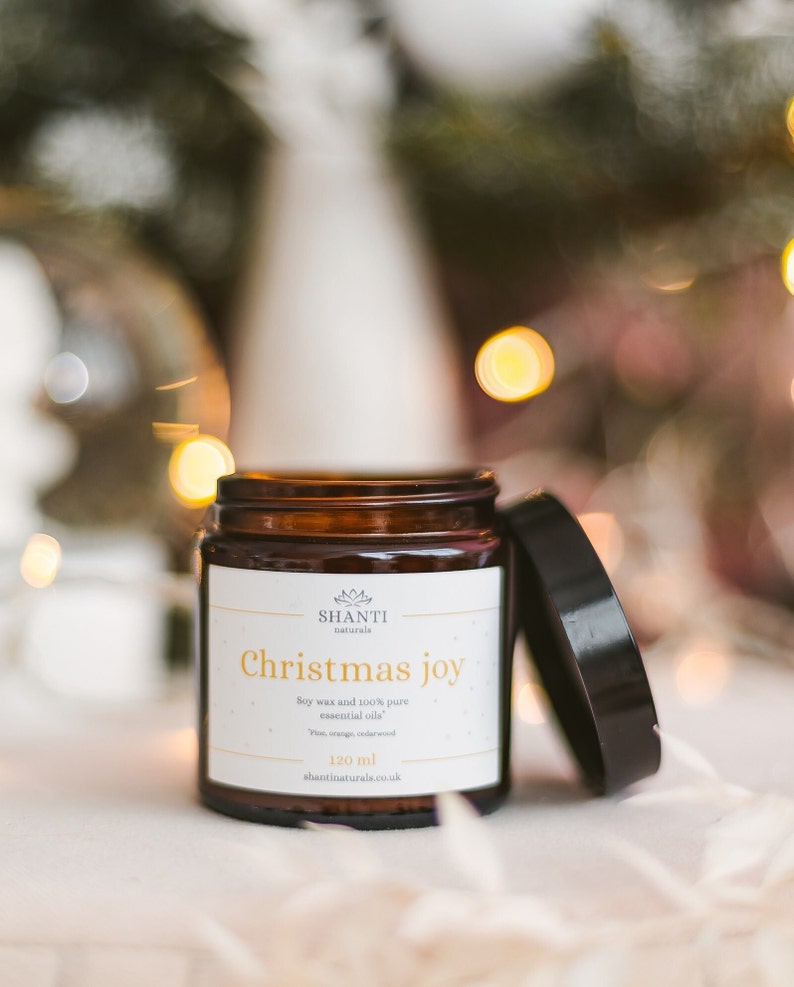 Christmas Candle Gift Botanical Soy wax candle Scented with Essential Oils Eco Friendly Candle Gift Nontoxic Home Fragrance Vegan Small 120ml