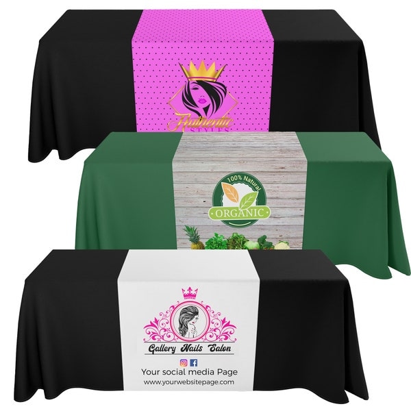 Custom Table Runner Full color with your Logo or Design for Vendor Fairs, Craft Show