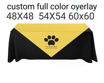 Custom Full color Overlay Tablecloth with your Logo or Design for Vendor Fairs, Craft Show