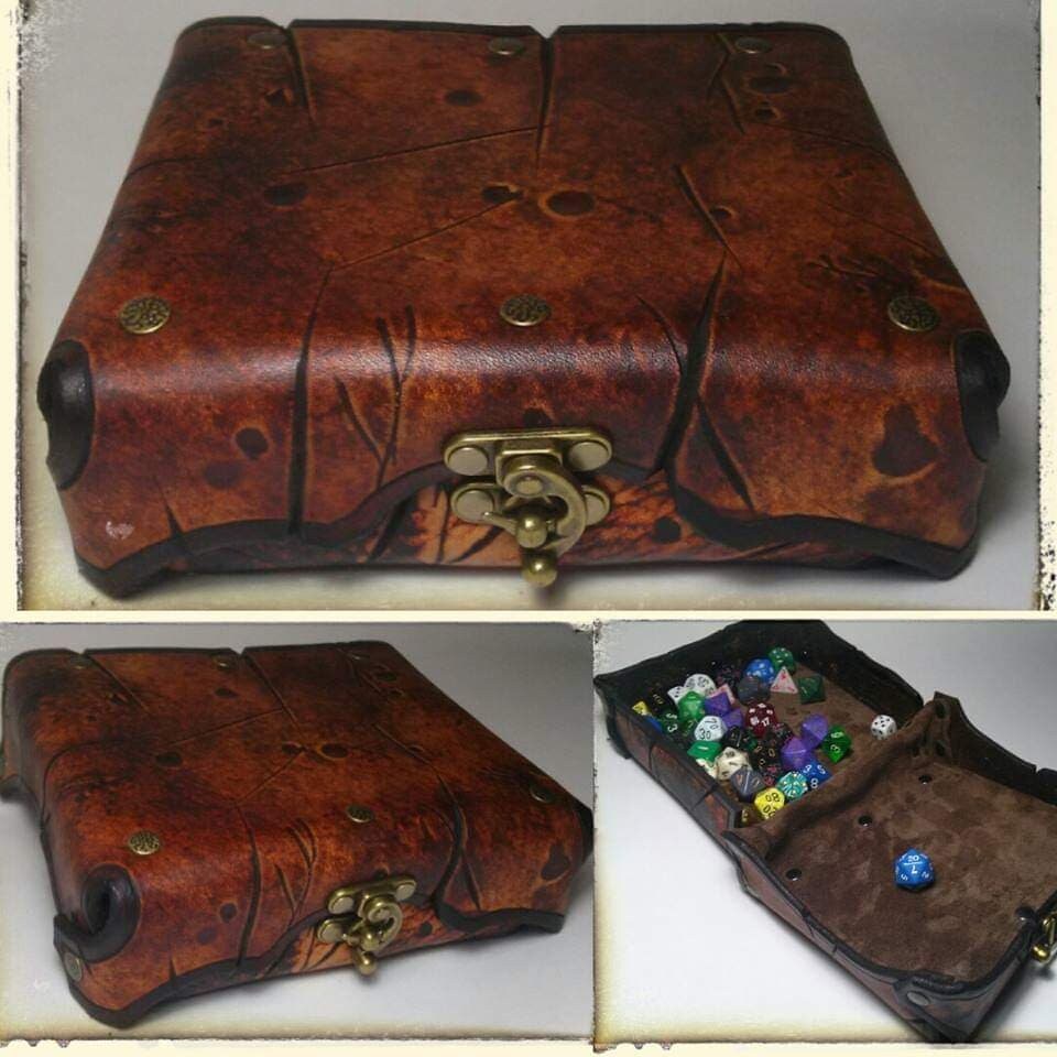 Custom Leather Dice Box PROMO 1 set of dice included Etsy