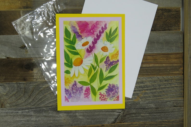 Daisy Original Watercolor Painting Floral Note Cards Available ** See Notes** Not a Print Black Matt 11 X 14