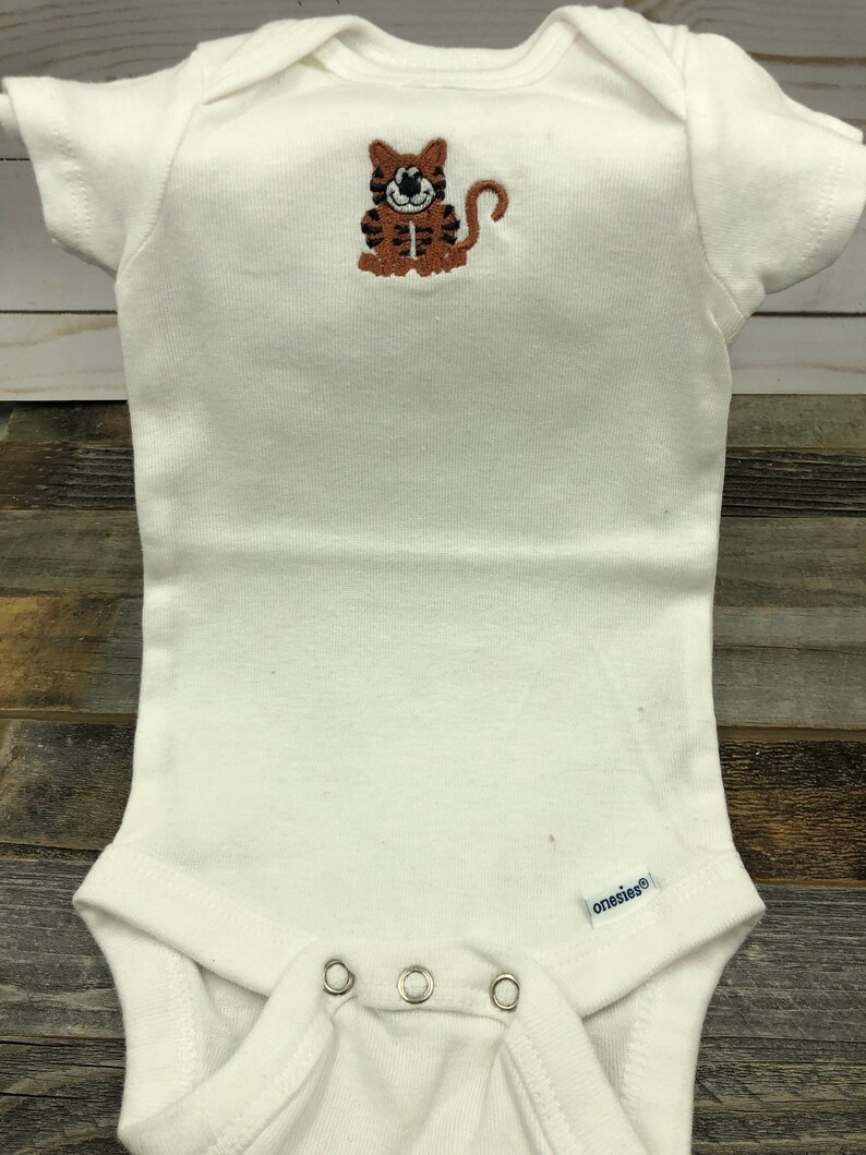 Infant Baby Set-Embroidered Baby Tiger-Burp Cloth-Bib-Gerber Onesie 3-6 months