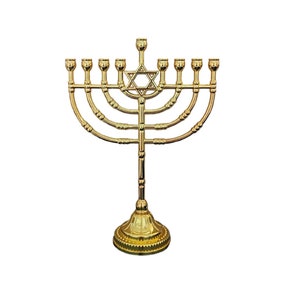 Chanukka Menorah 9 Kerzenhalter 21,5 cm Höhe Chanukkiah mit David Stern Bild 1