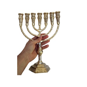 Jerusalem Temple 7 Branches Menorah Candle Holder Brass Copper