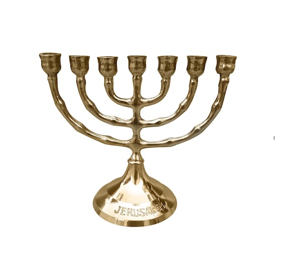 MENORAH - CHANDELIER A 7 BRANCHES HAUTEUR 26.5CM LARGEUR 27CMEN LAITON