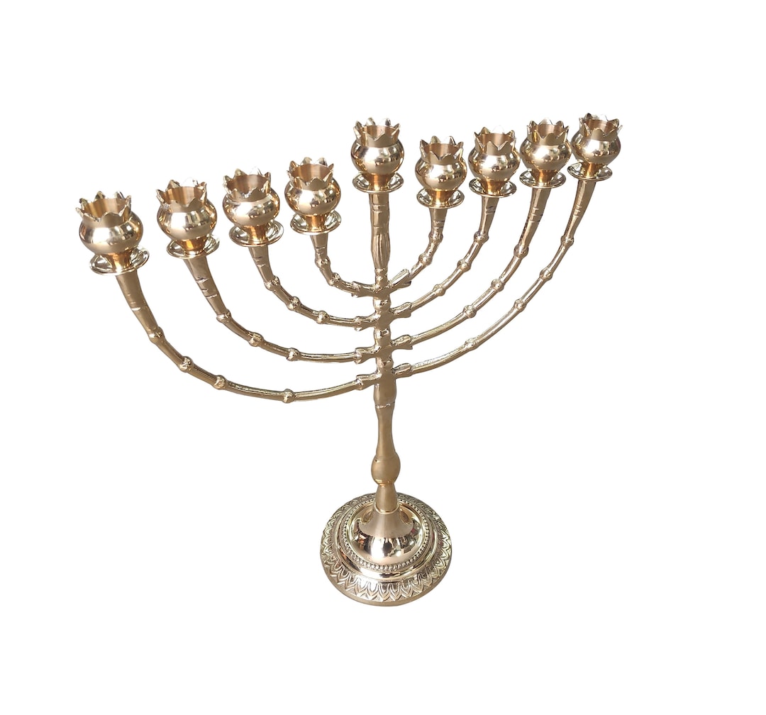 Menorah Per Hanukkah A 9 Bracci – Design Moderno Con Stella Di Davide, Colori Rosa E Argento, Altezza 18 Cm, Per Candele Standard Da 0.9 Cm