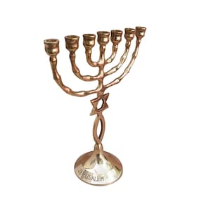 Grafted In Messianic Seven Branches Menorah 7.4 Inches Height Brass/Copper