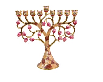 Hanukkah Menorah 6.3 Inch Height Decorated With Enamel