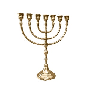 7 Branched Menorah 12 Inches Height Brass/Copper Made,Beautiful Jerusalem Menorah