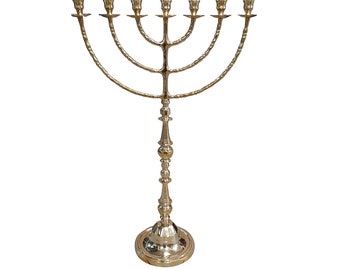 Huge Seven Branches Menorah 32 Inches Height Brass/Copper Made