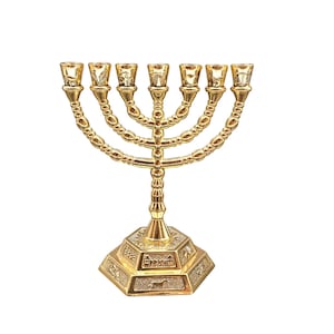 Seven Branches Menorah 12 Tribes Golden  Color