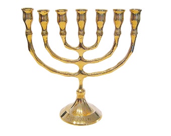 Seven Branches Menorah Candle Holder  8  Inches Height Brass / Copper Made