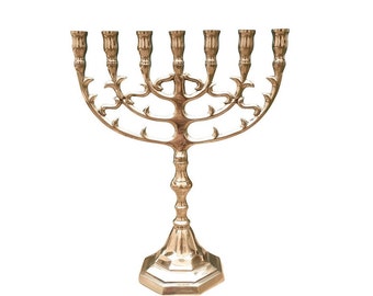 Menorah 7 rami 9,5 pollici altezza Bbrass / rame fatto