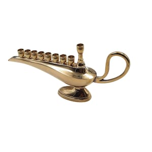 Menorah For Hanukkah, Jewish Chanukkah Hanukkah menorah Nine  Branch Menorah Aladin Lamp Shape