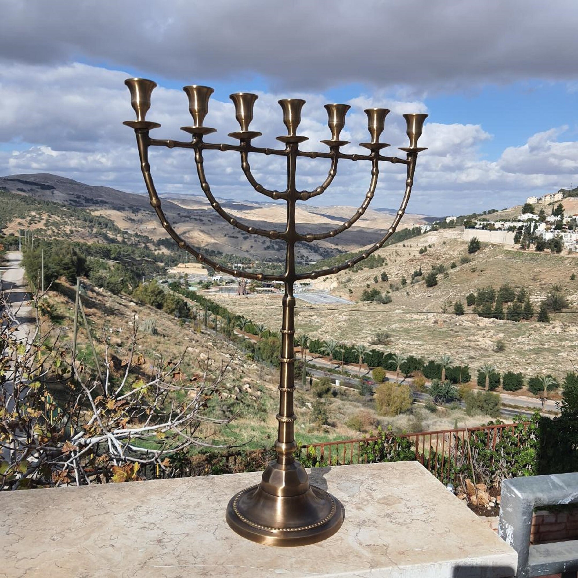 Jerusalem Temple Menorah Antique Style XXL 7 Branch Menorah 54 | Etsy
