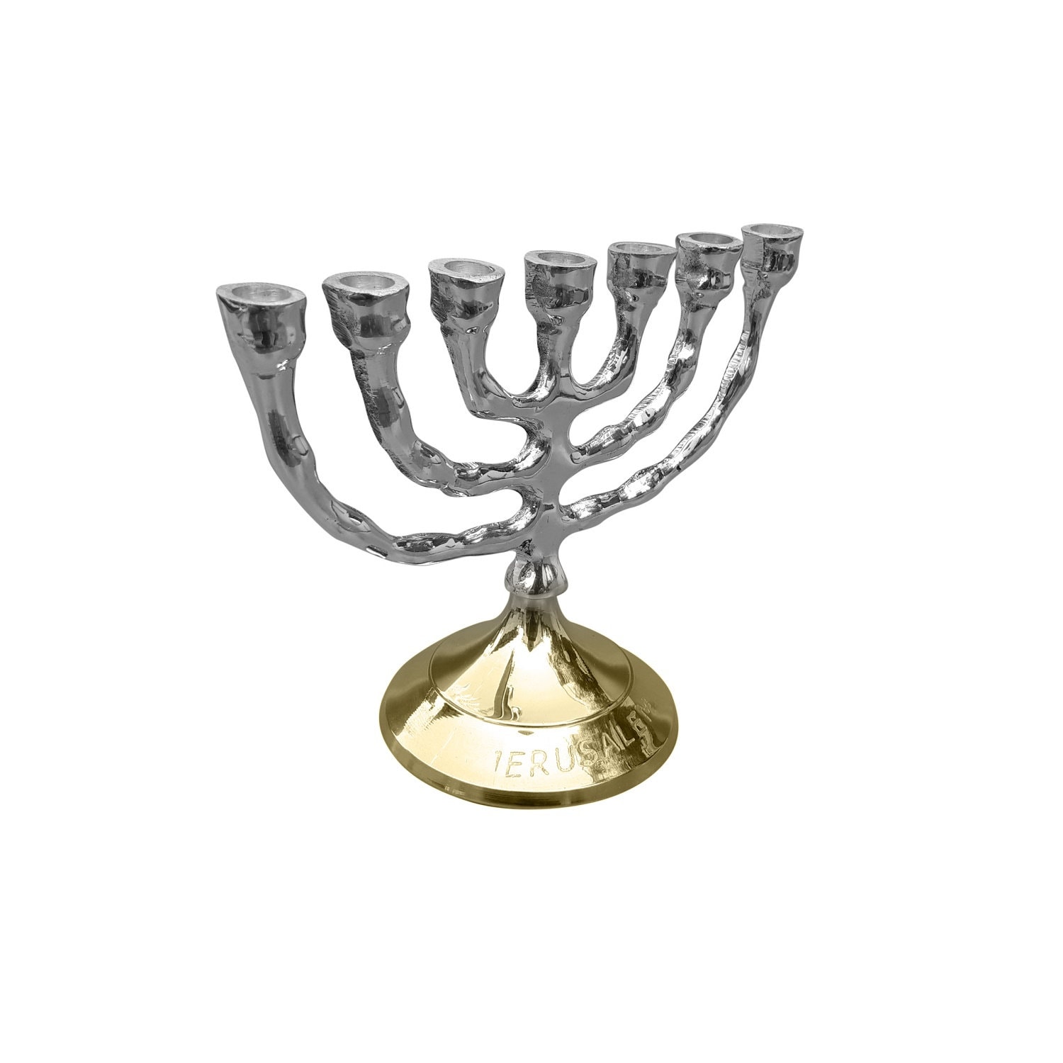 Jewish Messianic Silver Temple Menorah - 8.5 Inches Tall, Silver Plated Hanukkah Candelabra