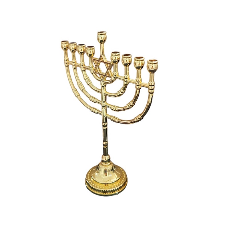 Hanukkah Menorah 9 candle Holder 8.5 Inch Height Hanukkiah With David Star imagem 2