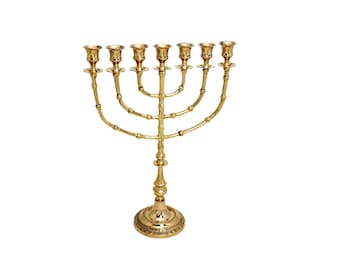 Big Seven Branches Menorah 16 Inches Height Brass/Copper Made