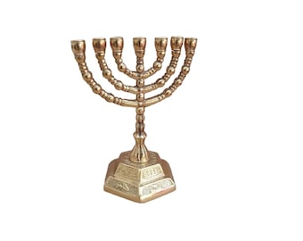 Small Seven Branches Menorah 11 Cm Height Brass/Copper Made