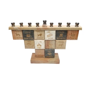 Hanukkah menorah 12 Tribes Chanukkiah From Jerusalem Stone
