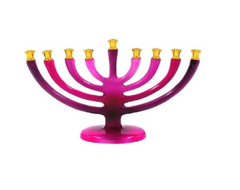 Hanukkah menorah colourfull 9 branch menorah